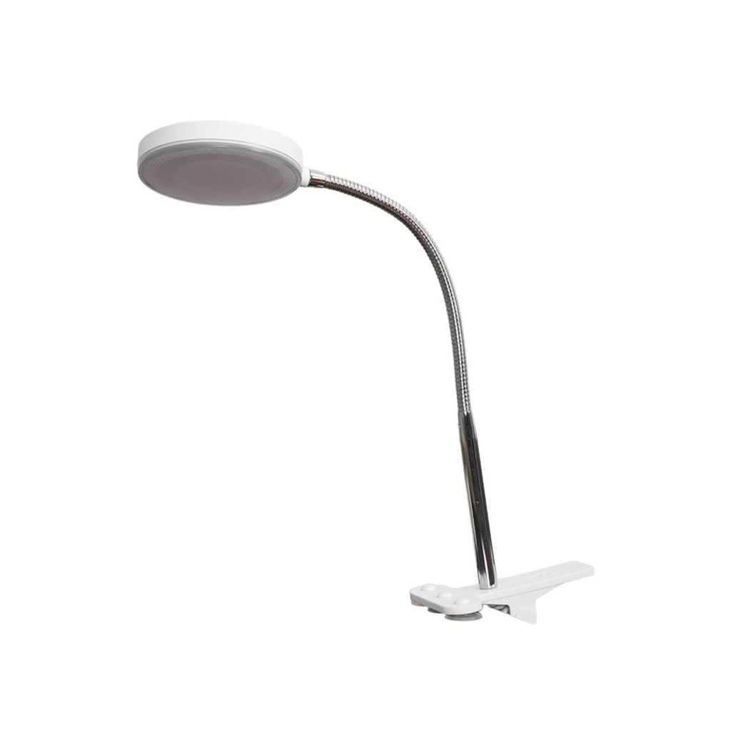 Lindby LED-Klemmtischleuchte Milow, weiß, Metall, 36 cm hoch