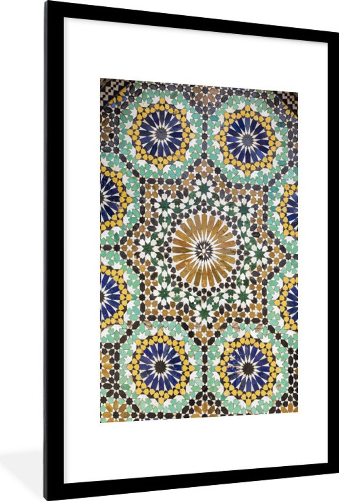 MuchoWow Gerahmtes Poster Eine Nahaufnahme eines marokkanischen Mosaiks 60x90 cm - Poster mit Schwarzem Bilderrahmen Wandposter Rahmen Foto Bilde...