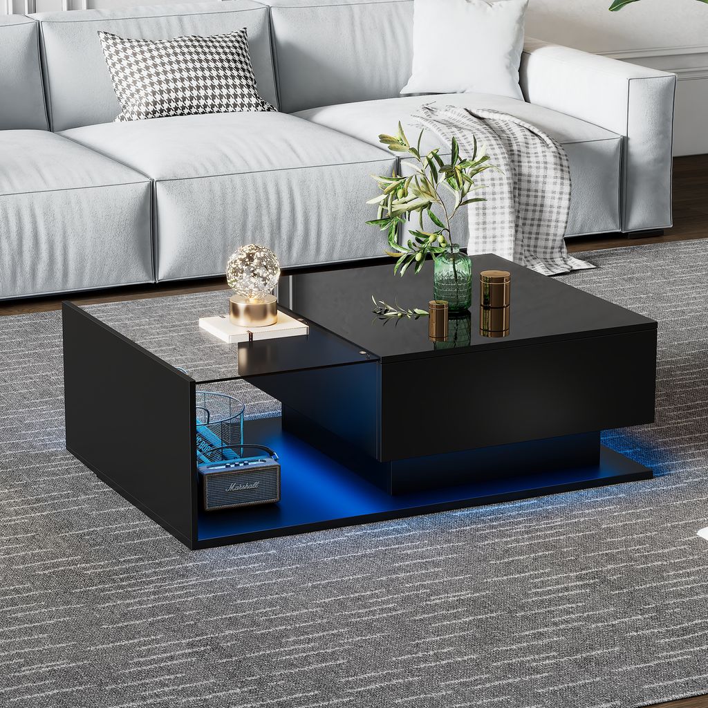 MODFU Table basse 100 x 50 x 32 cm - Plateau en verre et Image du produit 