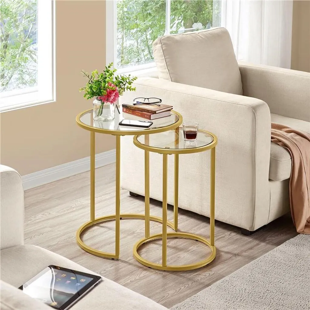 Ensemble de tables d'appoint 593019 or - Set de 2 tables gigognes chic - 2