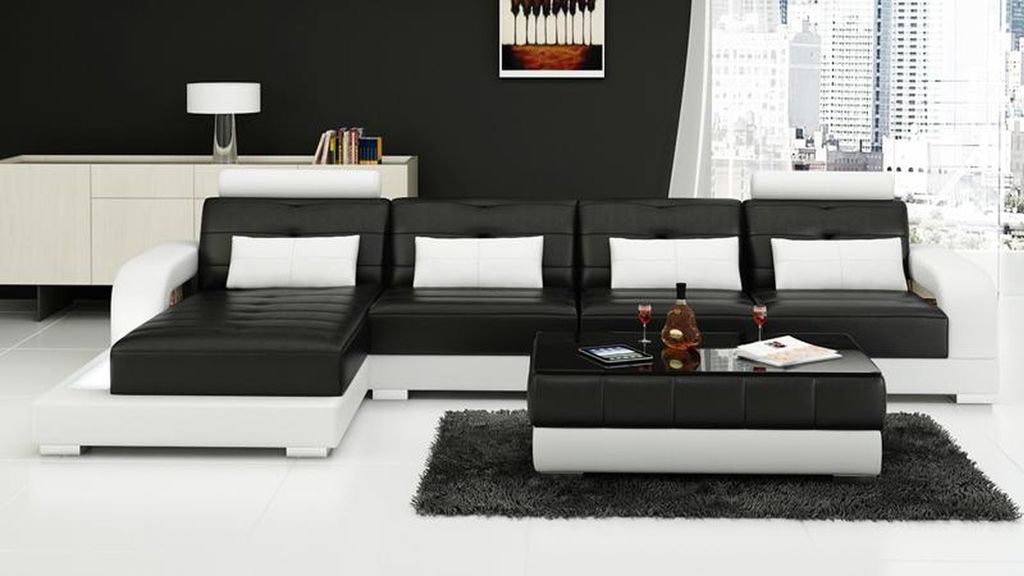 Ecksofa Sofa Couch Ledersofa Sitz Eck Garnitur Polster Wohnlandschaft Sofas Neu