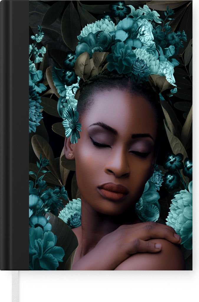 MuchoWow Notizbuch Tagebuch Haushaltsbuch Notebook A5 Frau - Blumen - Blätter - Notizblock - Notizheft - Notebook - Schreibblock - Papier