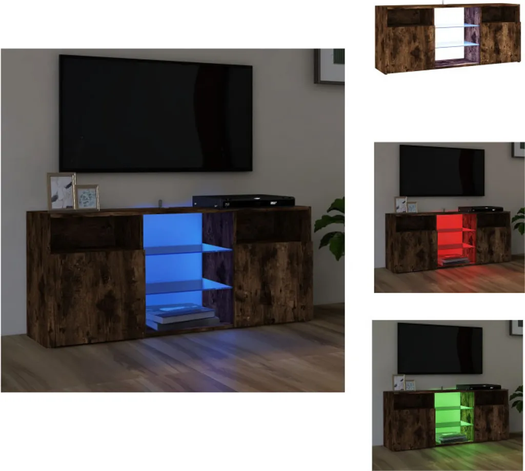 mobile TV vidaXL con luci LED in rovere fumé 120x30x50 cm - Mobili TV