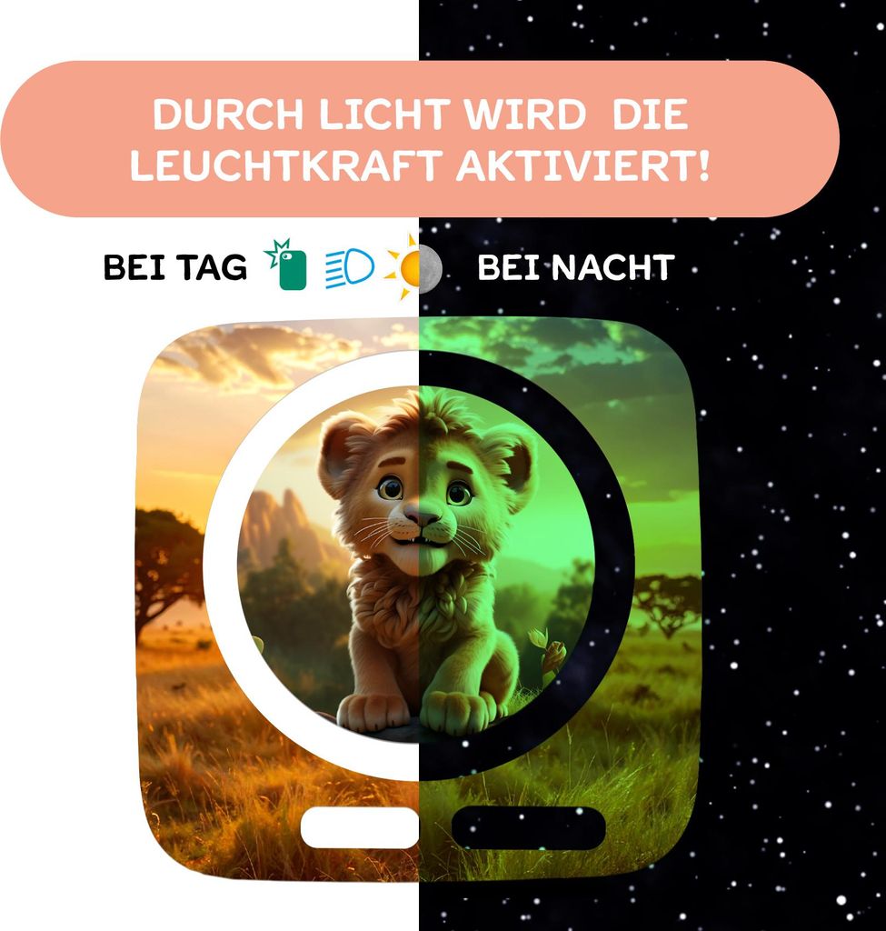 Nachtleuchtende Schutzfolie kompatibel mit Toniebox2 passgenaue Folie mit Motiv Kratzschutz für Musikbox Y015-49 Süßer Löwe