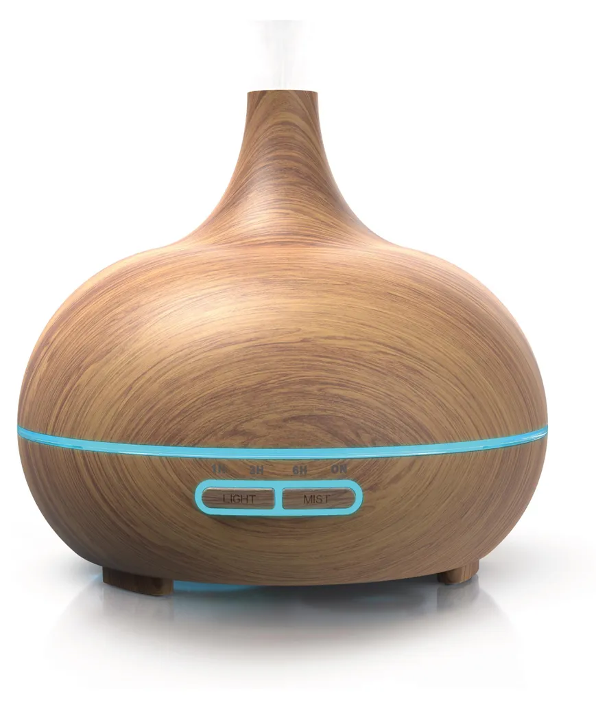 Arendo diffusore di aromi, umidificatore, nebulizzatore in look legno, diffusore con LED a 7 colori, funzione timer, 300ml, marrone chiaro
