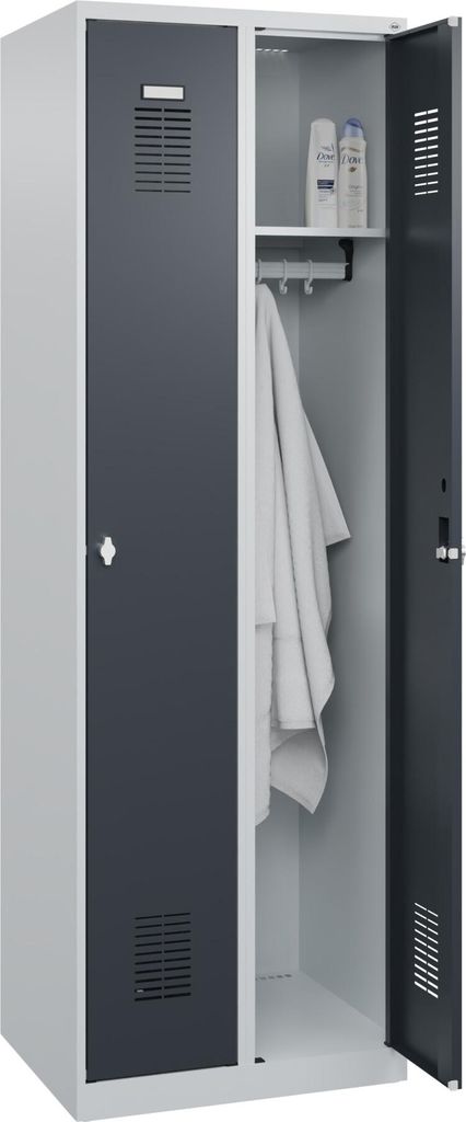 CP Spind Classic Plus anthrazitgrau, lichtgrau 088055-20 S10001, 2 Schließfächer 60,0 x 50,0 x 185,0 cm