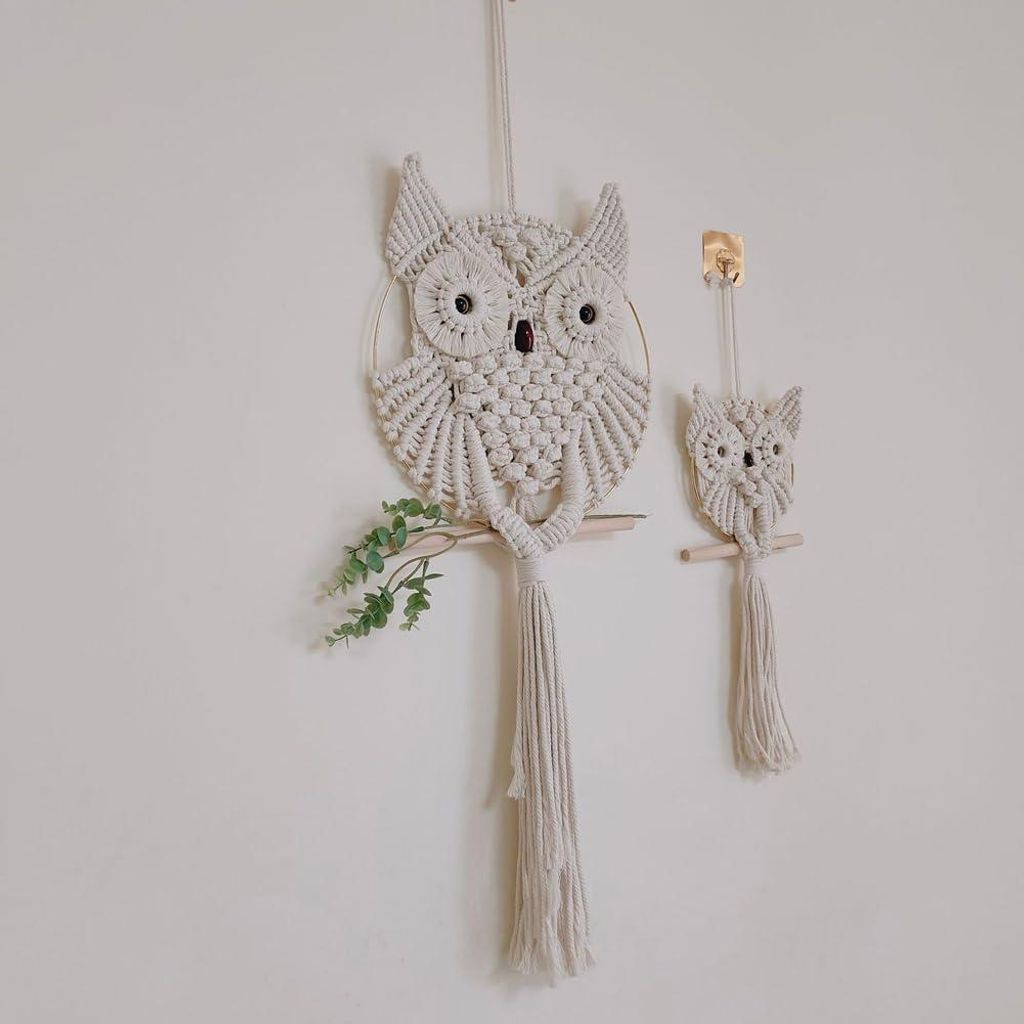 Eulen Makramee Wandteppich Kunst Dekor - Boho Wanddekorationen für Schlafzimmer Wohnzimmer - Kinderzimmer Galerie Zuhause Wohnung - Büro Garten A...