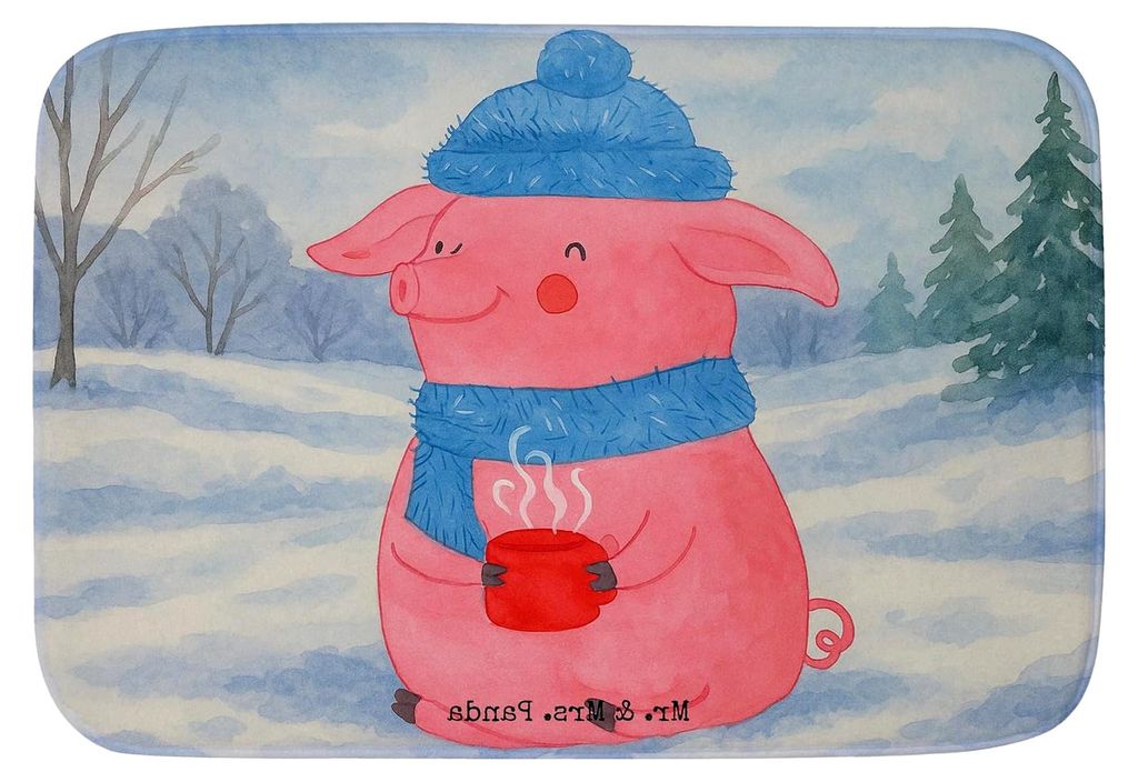 Badematte mit Schweinchen im Glühwein-Design - Geschenk, Badteppich, Duschmatte, Spruch, Betrunken, Teppich für das Bad, Weihnachten, Badezimmert...