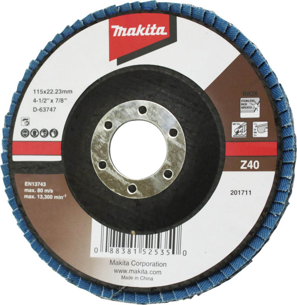 Makita D-63753, Schleifscheibe, Flache Mitte, Makita, 2,22 cm, 11,5 cm, 80 m/s