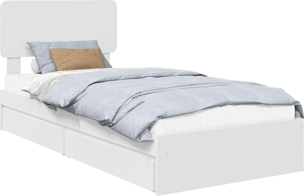 vidaXL Aufbewahrungsbett mit Kopfteil Weiß 90 x 200 cm Holzwerkstoff