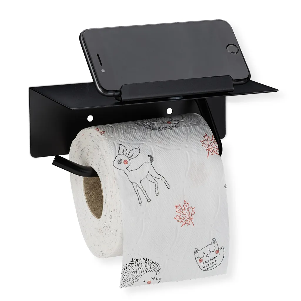 Relaxdays Support de Papier Toilette avec Tablette en Bambou Naturel
