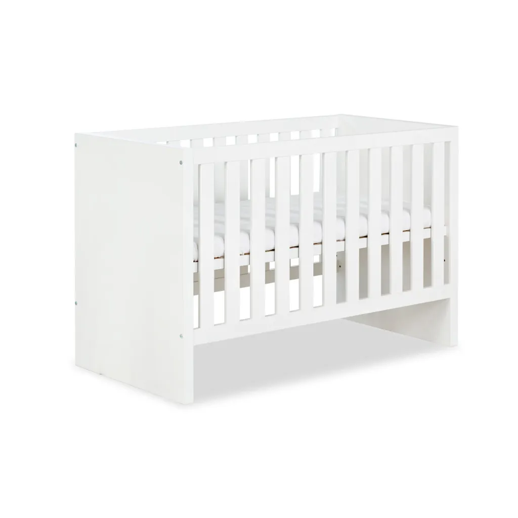 Lit enfant 60x120 ALABANA blanc avec barrière de sécurité en bois