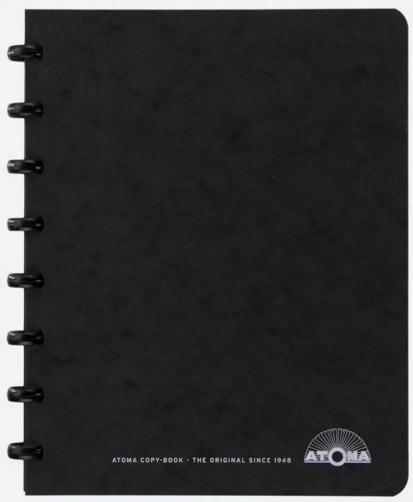 Cahier de notes A5 noir Atoma avec pages lignées repositionnables