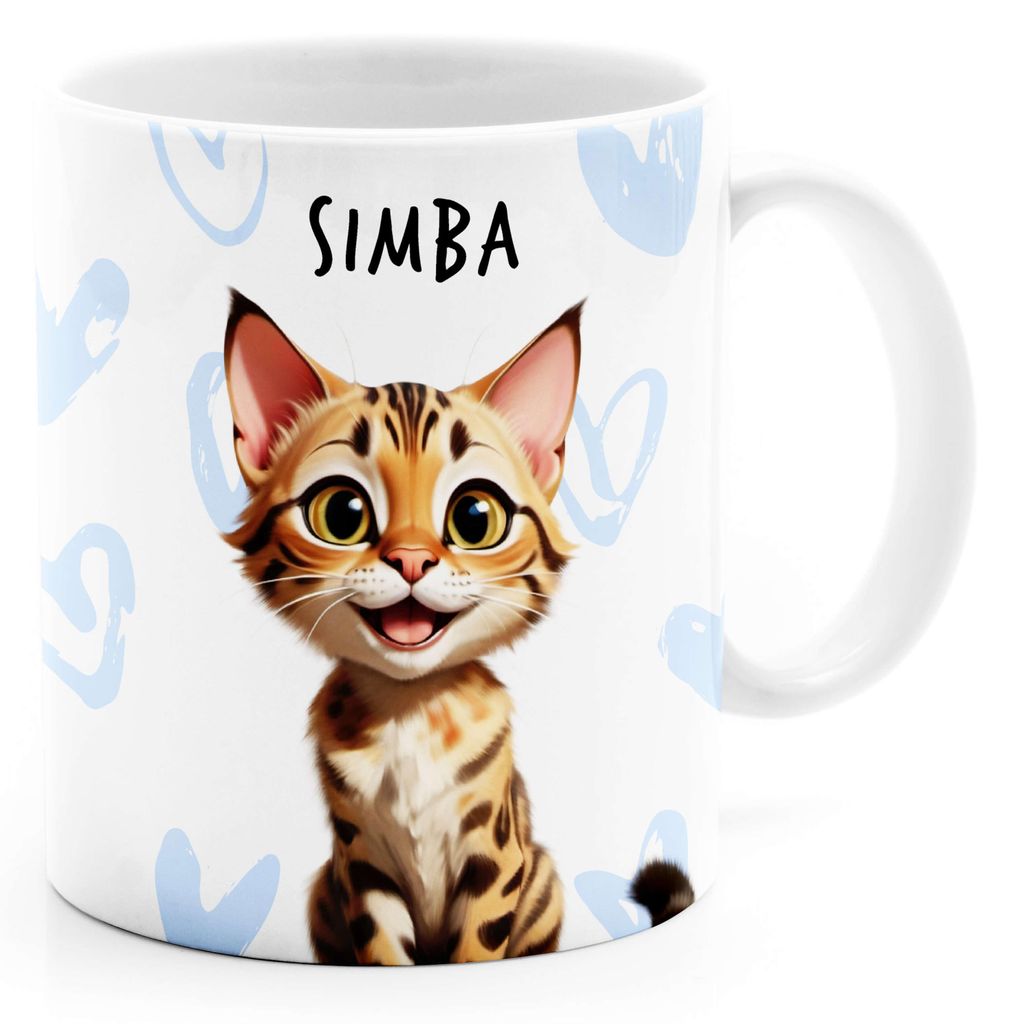 Tasse Katze mit Name personalisiert / verschiedenen Katzenfiguren zur Auswahl / Geschenkidee Katzenhalter / Keramik SpecialMe