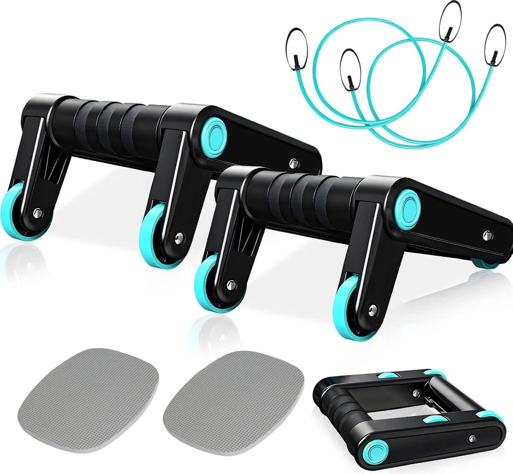 3-in-1 Push-upgriffe Bauchroller - Kniebandage - Widerstandsband für effektives Bauchmuskeltraining - Krafttraining - Calisthenics - Fitness