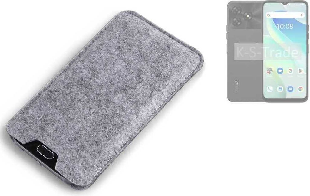 K-S-Trade Filz Handyhülle kompatibel mit UMIDIGI G5 Schutzhülle Filztasche Filz Tasche Case Sleeve Handy Hülle Filzhülle grau