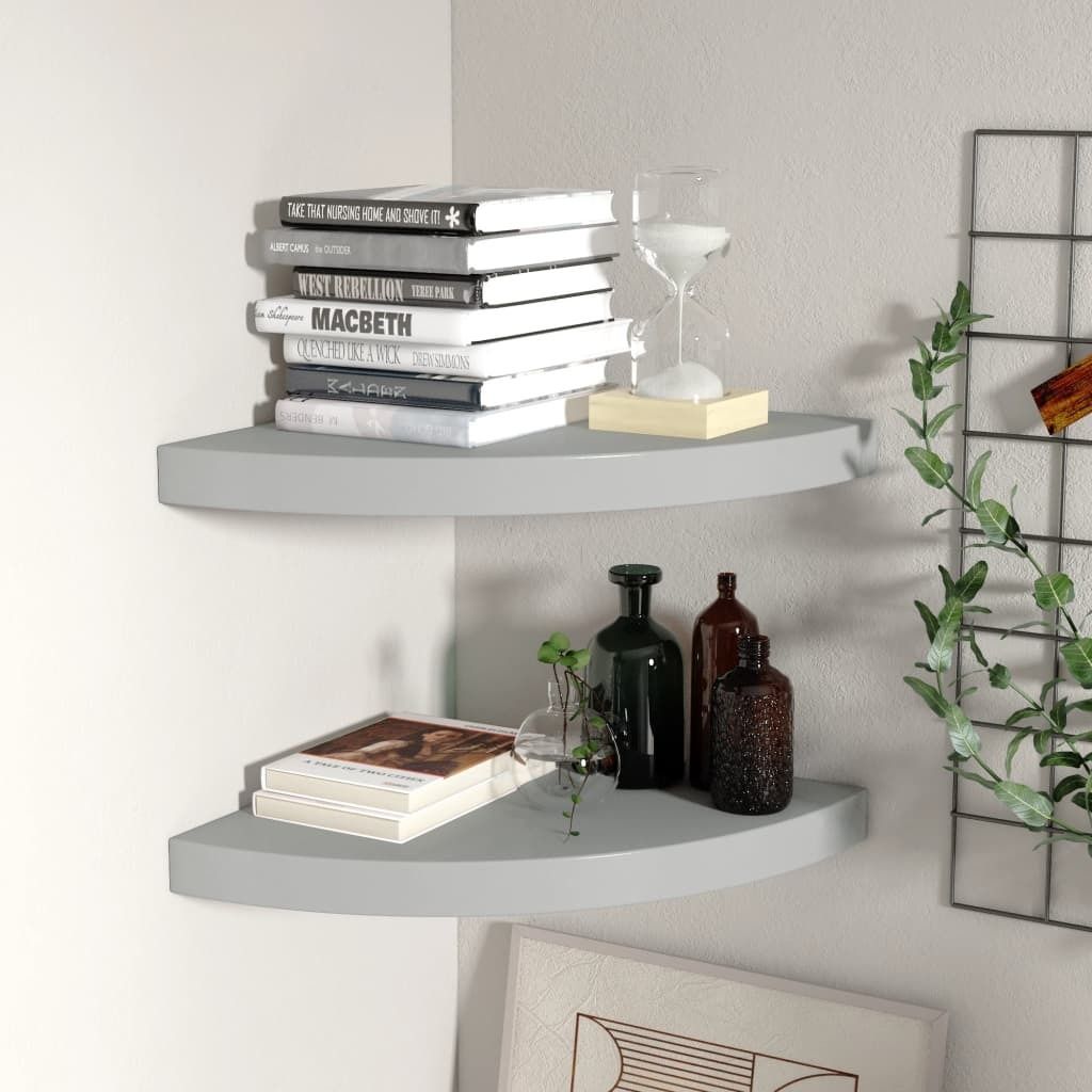 Maison Exclusive - Eck-Schweberegale 2 Stk. Grau 35x35x3,8 cm MDF