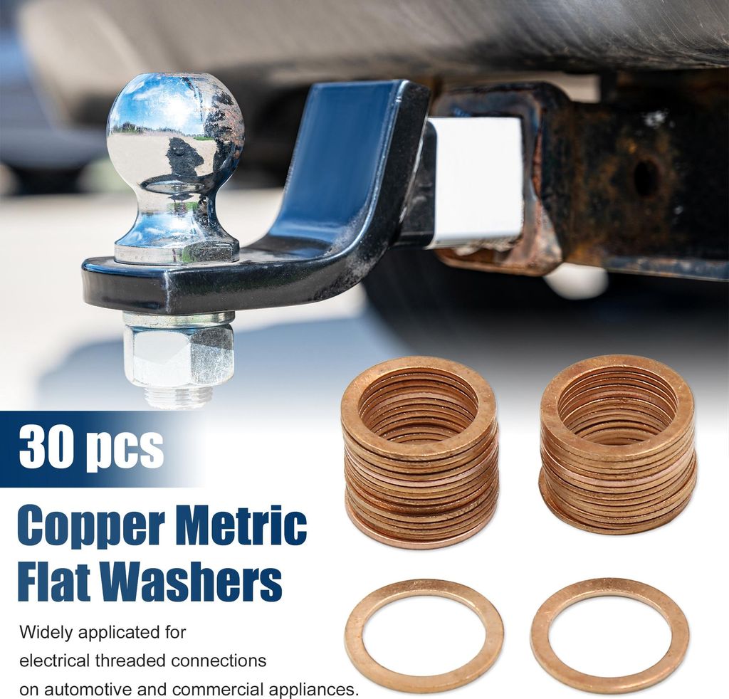 30stk. Kupfer Unterlegscheiben Dichtungsringe Dichtungen 14mm Innendurchmesser