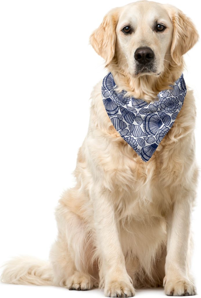 ABAKUHAUS Navy blau Haustier Bandana, Wassertiere Linien, 40x40 cm, Dunkelblau Weiß