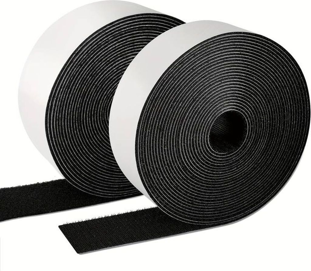Klettband Set Hakenband + Flauschband selbstklebend extra stark Klettverschluss, Farbe:Schwarz, Länge:5 m, Breite:40 mm