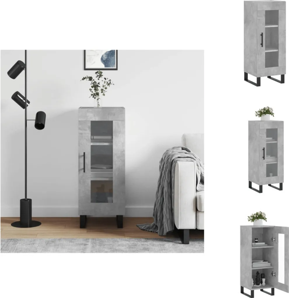 Credenza vidaXL Grigio Cemento 34x34,5x90 cm | Mobile Slim Legno