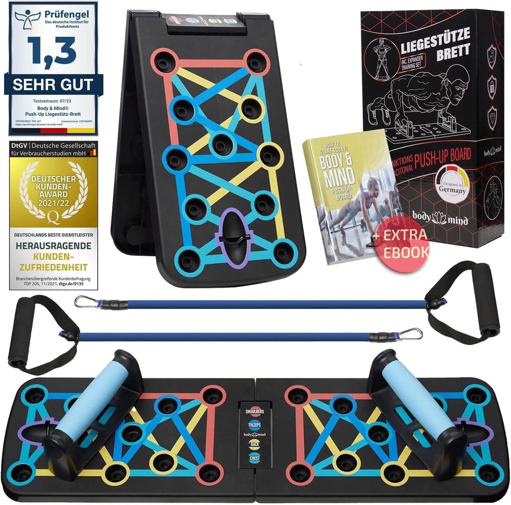 Body & Mind 20-in-1 Liegestützbrett Elite faltbar mit Produktbild 