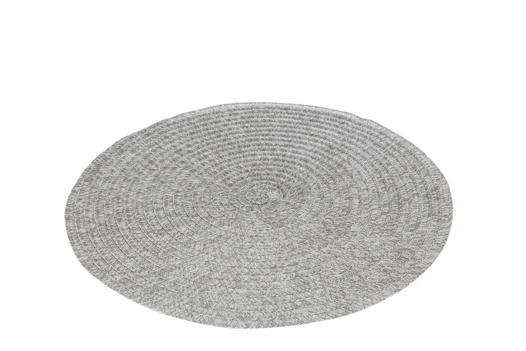 J-Line Set de Table Rond Tressé Gris - Lot de 4 Galettes de Table 38cm