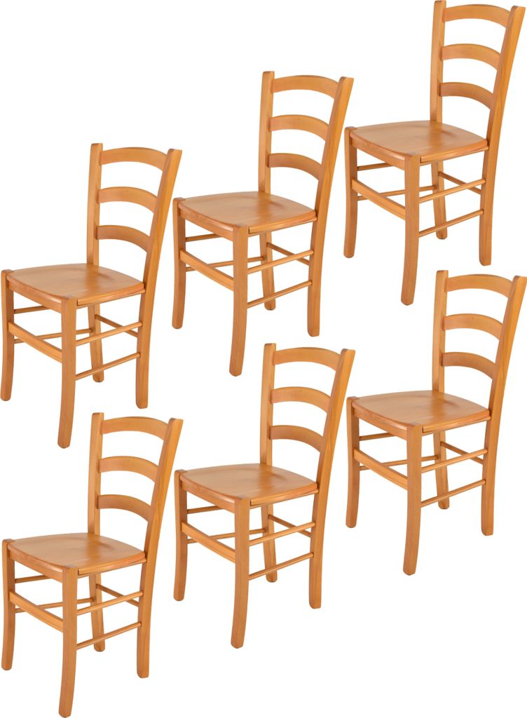 t m c s Tommychairs - 6er Set Stühle VENICE für Küche und Esszimmer, robuste Struktur aus lackiertem Buchenholz im Farbton Honig und Sitzfläche...