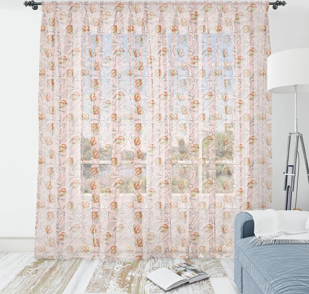 Grande Arazzo Parete ABAKUHAUS Fiori Vintage Rosa Cipria 240x274cm