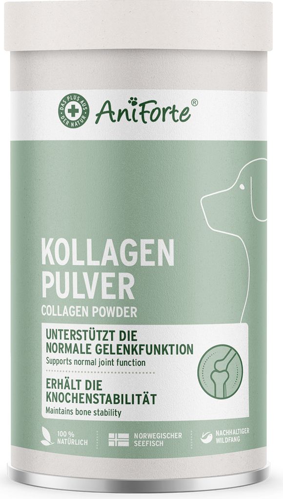 AniForte Kollagen für Hunde 450g – Natürliches Gelenkpulver Hund, Collagen zur Unterstützung der Gelenke, Sehnen & Bänder, für Agilität