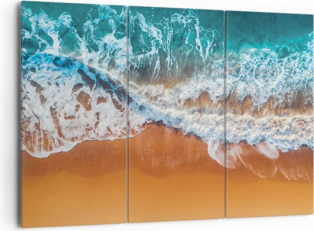 Bild auf Leinwand - Leinwandbild - 3 Teile - Sand Wasser Strand - 165x110cm - Wand Bild - Wanddeko - Wandbilder - Leinwanddruck - Bilder - Wanddeko...