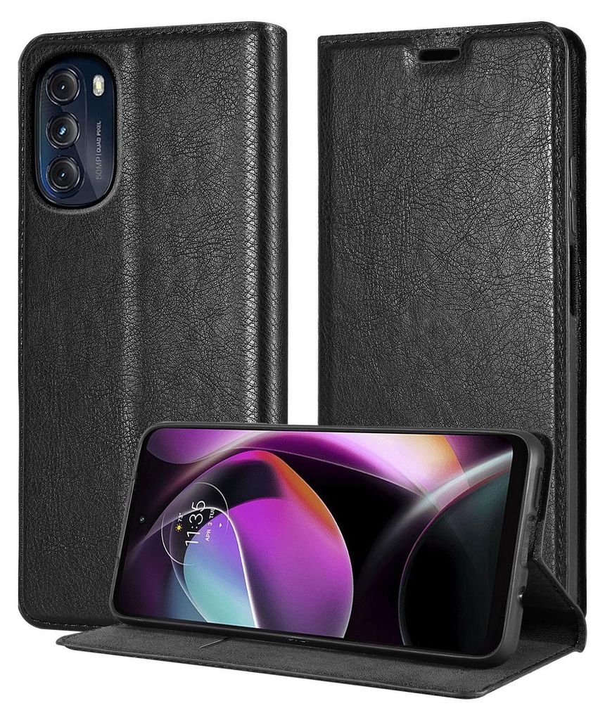 Cadorabo Hülle für Motorola MOTO G 5G 2022 Schutz Hülle in Schwarz Handyhülle Etui Case Cover Magnetverschluss