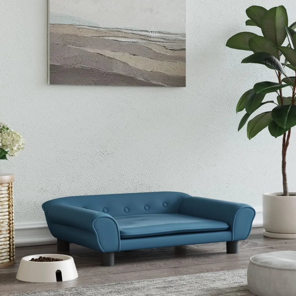 Lettino Cani Velluto Blu 70x48cm The Living Store - Robusto e Comodo