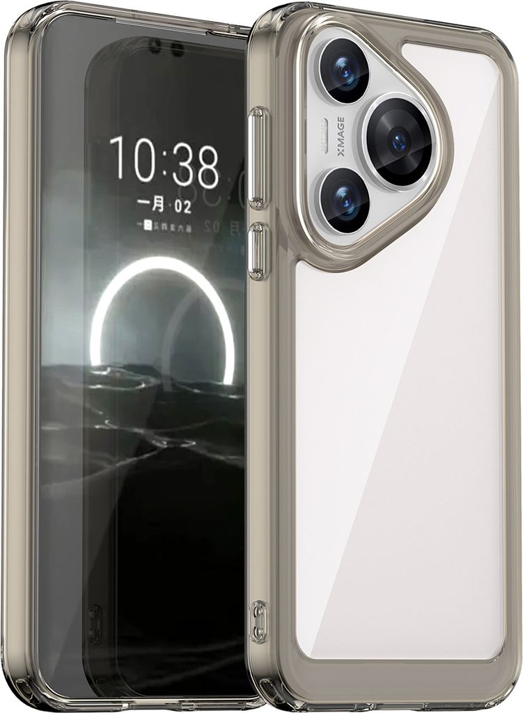 Schutzhülle für Huawei Pura 70 Klar Rückseite Stoßfeste TPU Silikon Bumper Hülle Grau