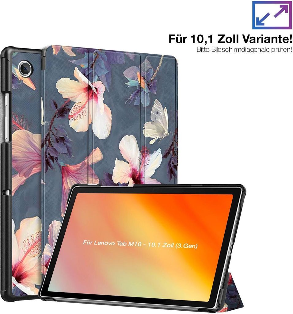 Schutzhülle für Lenovo Tab M10 Gen 3 2022 10.1 Zoll Cover Case Schutz Tablet Farbe: Blühender Hibiskus