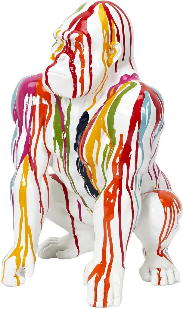 Statue Gorille Décorative 46cm Blanche et Multicolore - Objet Design