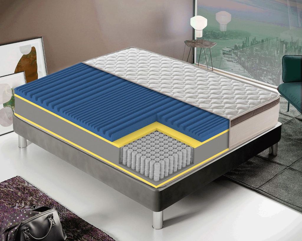 Matratze 160x190 cm, Höhe 27 cm, Taschenfederkernmatratze, H2, Ergonomisch - Abnehmbarer Bezug 7-Zonen