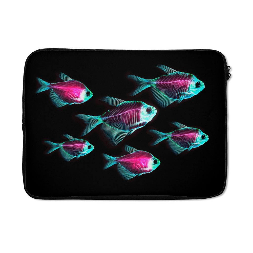 MuchoWow Laptop Hülle 14 ZollFisch - Lila - Blau Laptoptasche - Laptoptasche - Stoßsicher - Schutzhaube