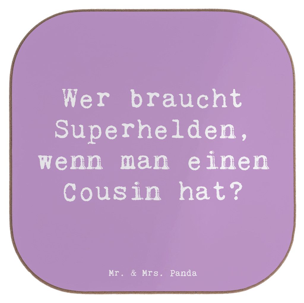 Mr. & Mrs. Panda Untersetzer für Gläser Spruch Cousin Held - Lavendeltraum - Geschenk, Familie, gläseruntersetzer, Glas, Coaster, Tischuntersetz...