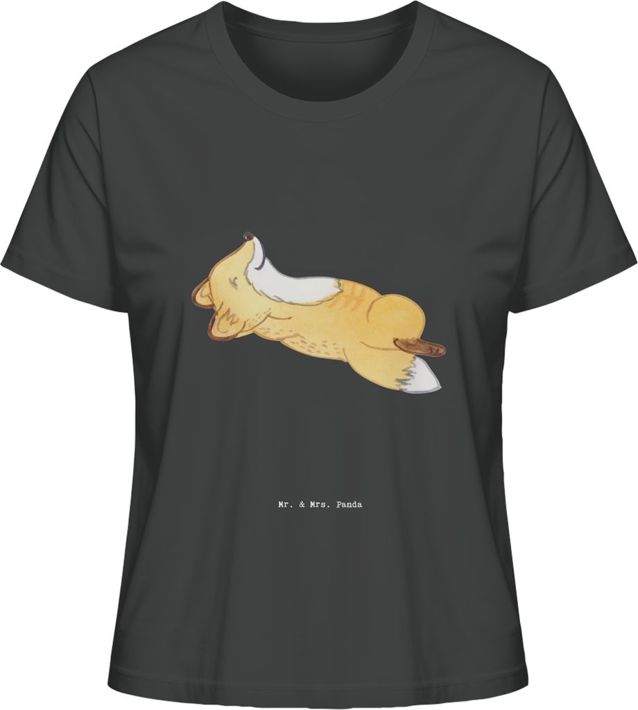 Mr. & Mrs. Panda Basic Shirt Damen Fuchs Crunches Größe M - Anthrazit - Geschenk, Bauchpressen, T-Shirt für Frauen, Fitnessstudio, Oberteil, Mit...