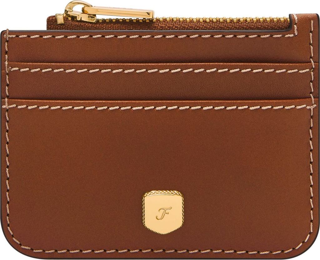 FOSSIL Kartenhalter Schlüsselmäppchen Lennox Zip Card Case Brown braun