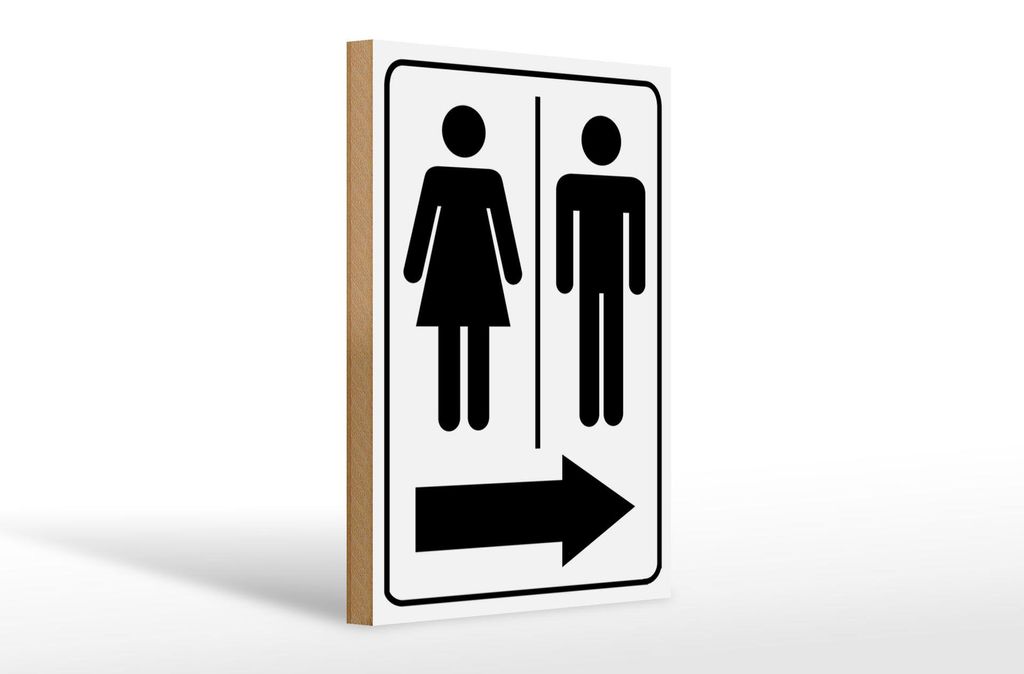 Holzschild Hinweis 20x30cm Toilettenfiguren Pfeil rechts