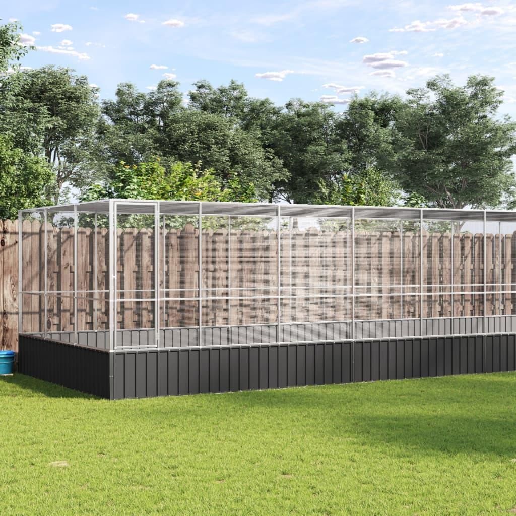 vidaXL Woliera z nadstawką srebrna 1139x307x212 cm stalowa Zdjęcie produktu 