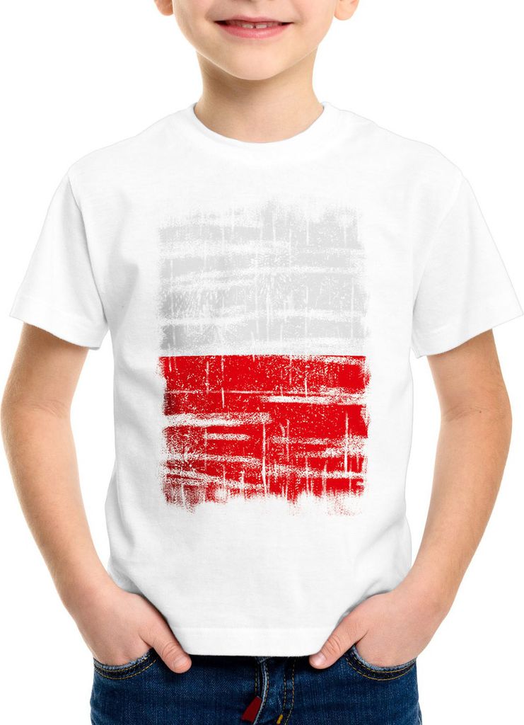 Polen Vintage Flagge Kinder T-Shirt Poland EM WM Olympia