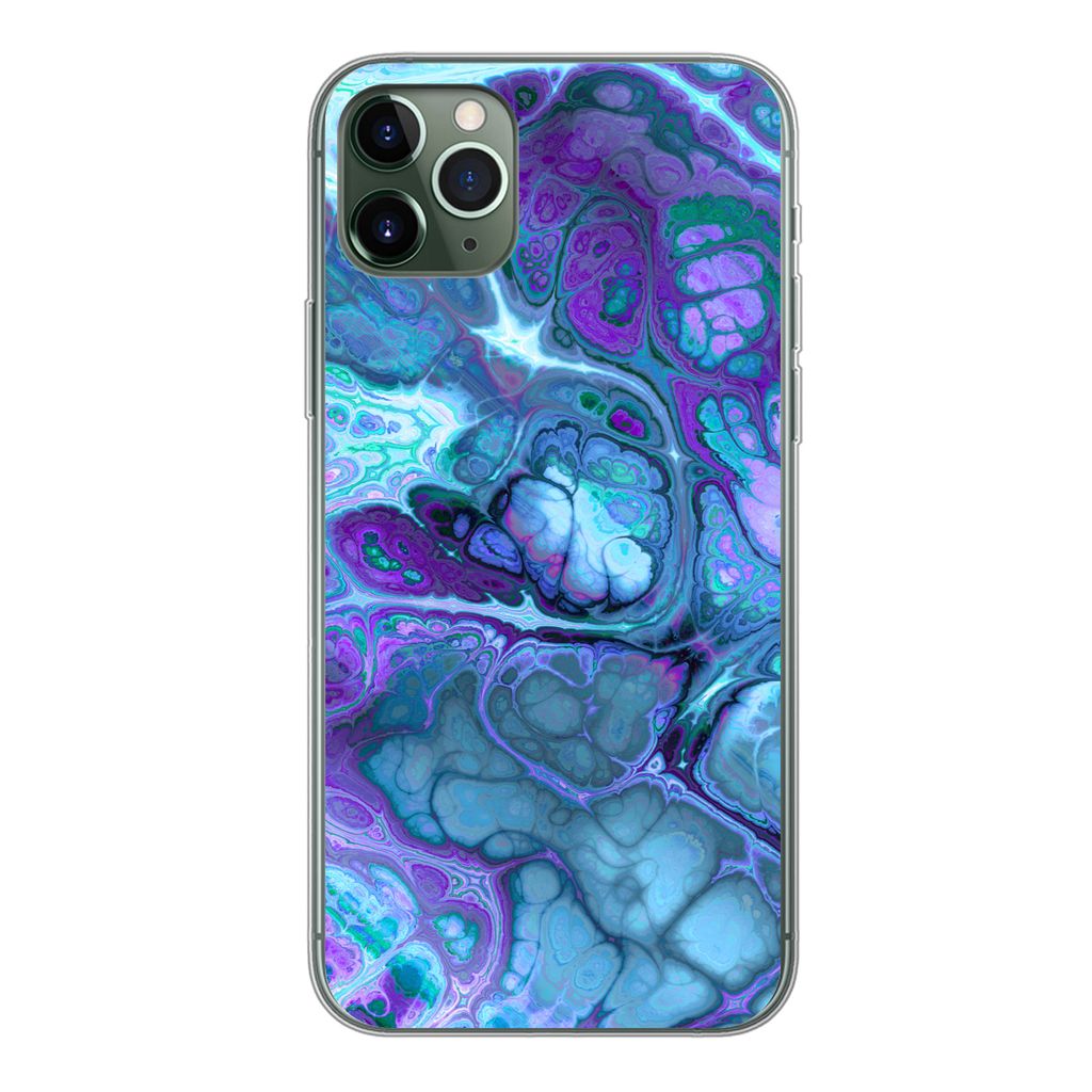 MuchoWow Handyhülle Schutzhülle Hülle für iPhone 11 Pro Max Kunst - Golf - Blau - Psychedelisch Silikon Softcase Handy Hülle - Schutz