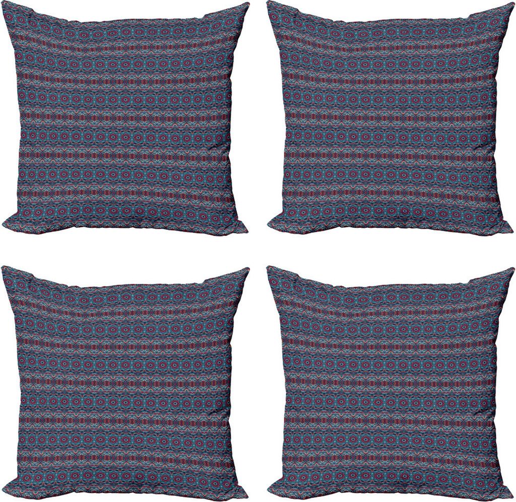 ABAKUHAUS Ethnisch Kissenbezug Set (4 Stück), Klassische Tribal Motive, Moderner Doppelseitiger Digitaldruck, 40 cm x 40 cm, Mehrfarbig