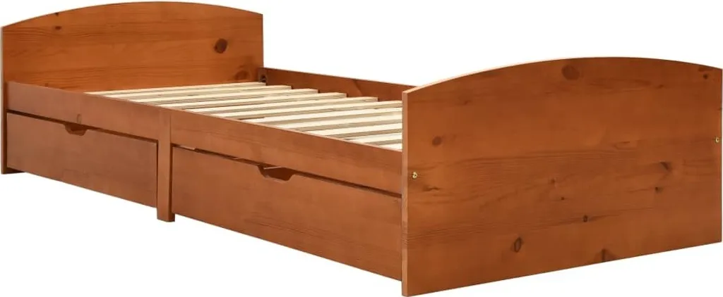 Lit de chambre 90x200 cm en pin miel massif idéal pour petits espaces