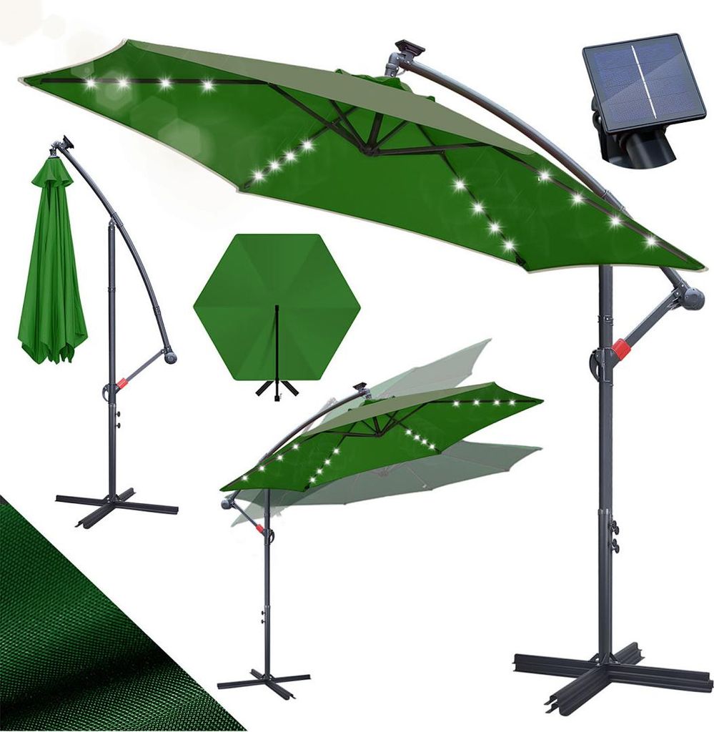 Ombrellone Izrielar 3 m verde con luce LED, ombrellone da Immagine del prodotto 