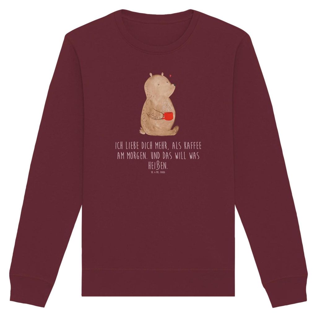Mr. & Mrs. Panda Baumwoll Sweatshirt Bär Morgenkaffee Größe M - Burgundy - Geschenk, Freundin, Pullover, Valentinstag, für Frauen, Hochzeitstag...