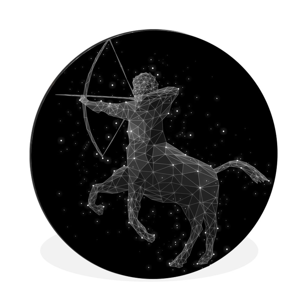 MuchoWow Aluminium Wandkreis Astrologische Illustration Sternbild Schütze Ø 30 cm Wanddeko Modern Wohnzimmer - Wand Bild - Wohnzimmer - Runde B...